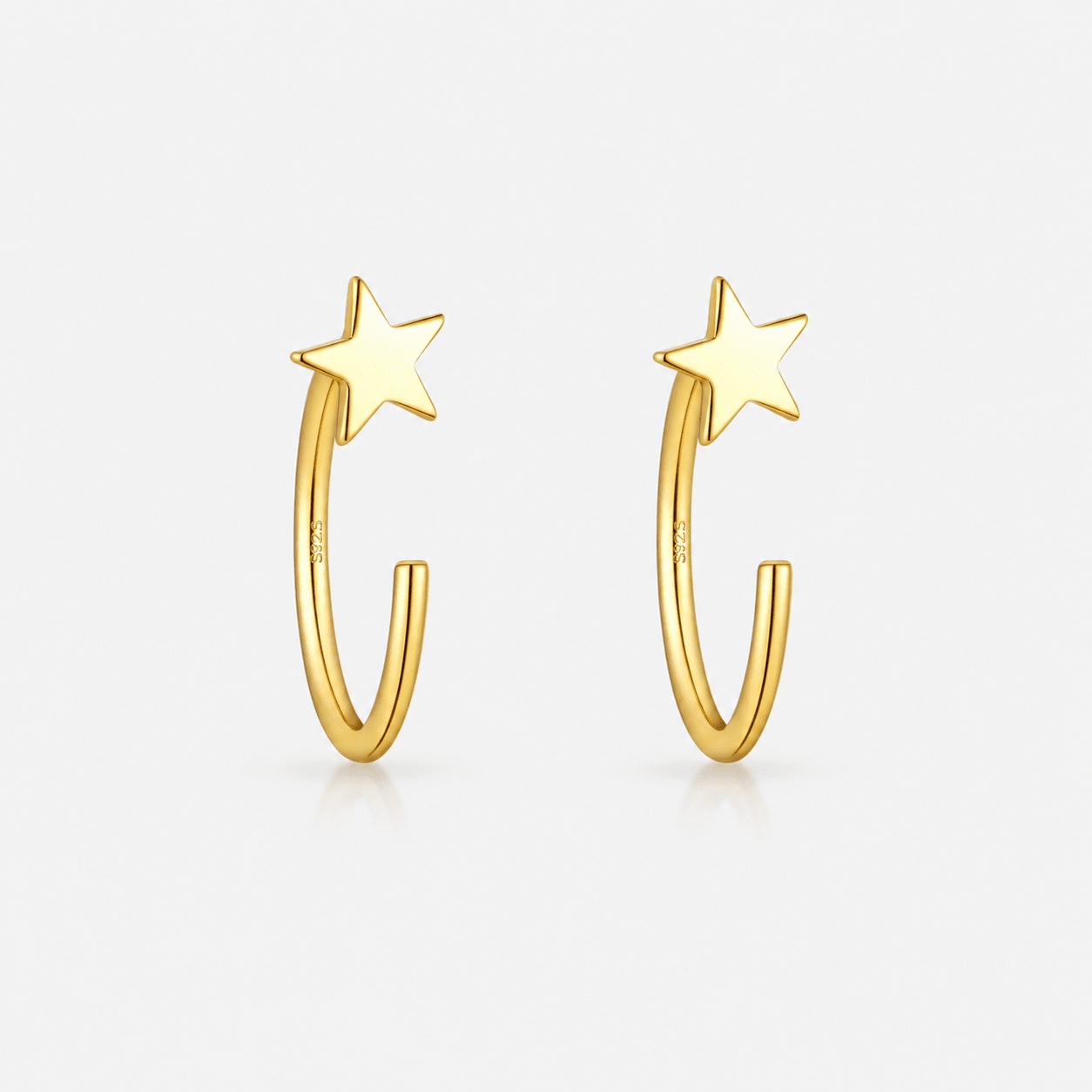 Star Half Hoops Guldbelagt 925 sølv 8,5 mm - BY CARA