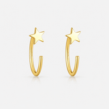Star halve oorringen verguld 925 zilver 8,5 mm