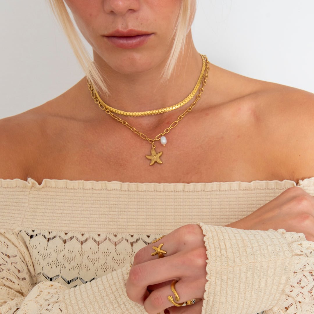 Starfish Pearl Halskæde 18K Guldbelagt - BY CARA
