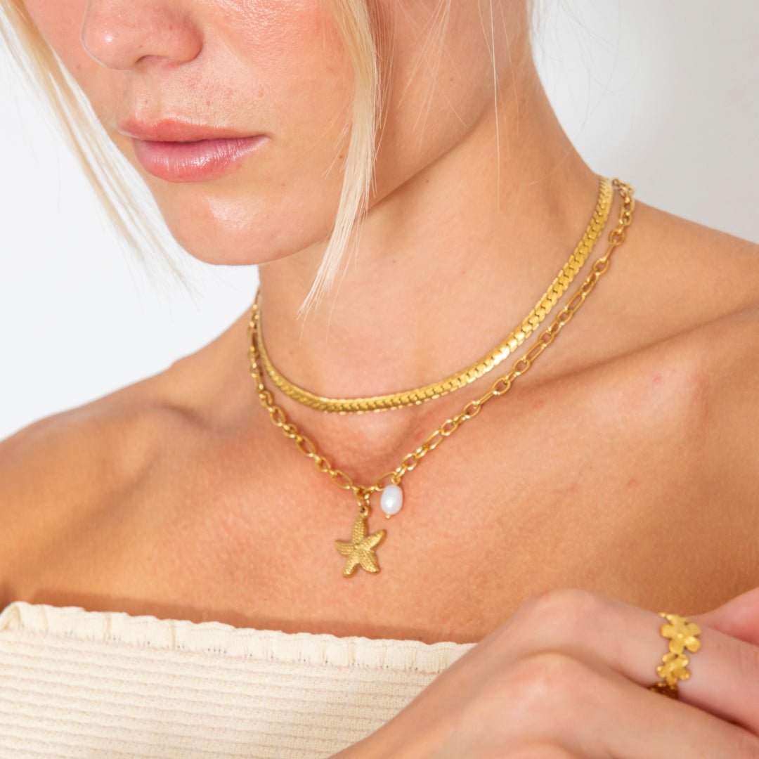 Starfish Pearl Halskæde 18K Guldbelagt - BY CARA