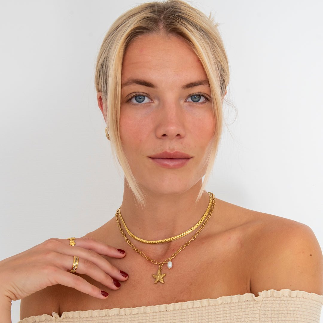 Starfish Pearl Halskæde 18K Guldbelagt - BY CARA