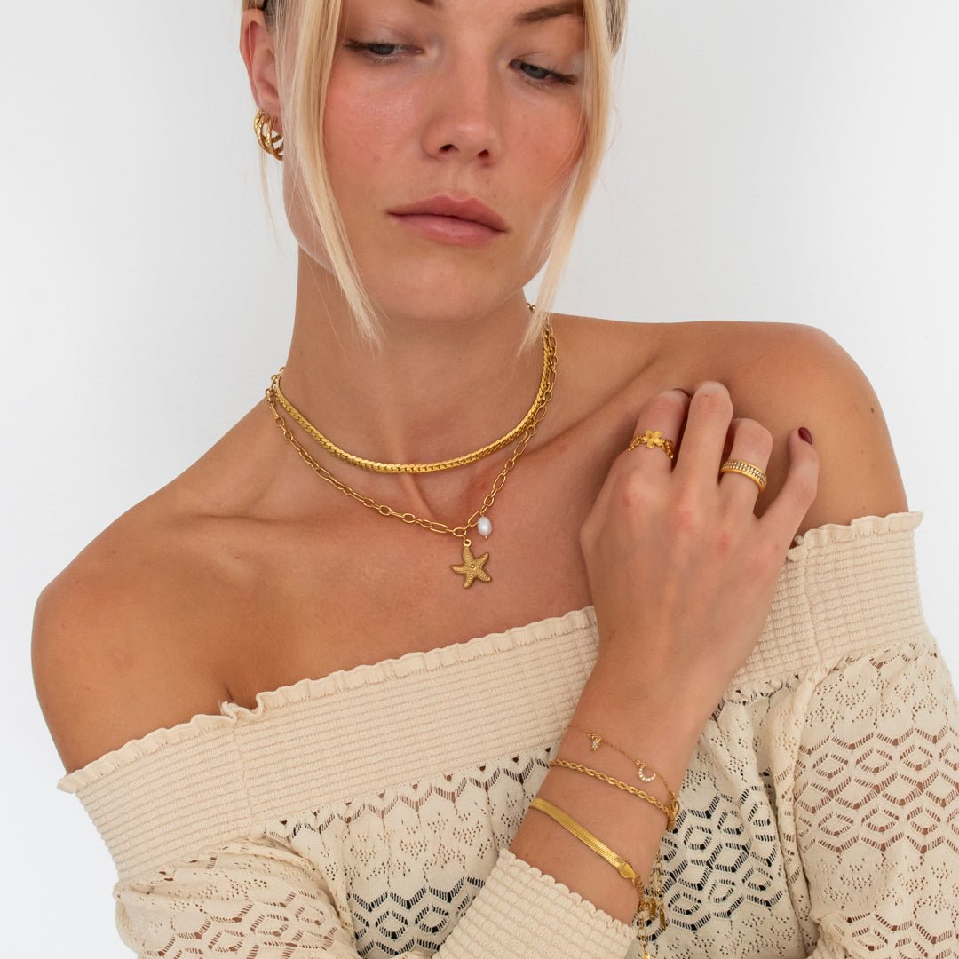 Starfish Pearl Halskæde 18K Guldbelagt - BY CARA