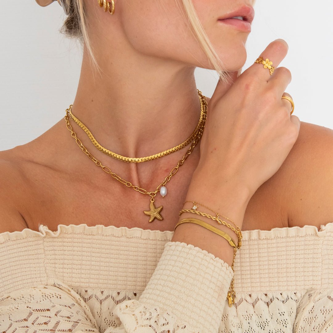 Starfish Pearl Halskæde 18K Guldbelagt - BY CARA