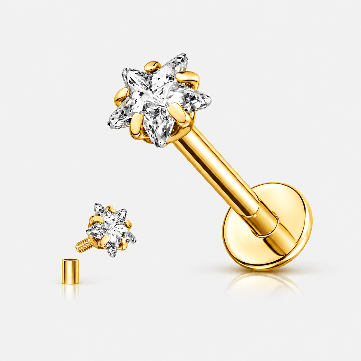 Stella Nova Star Labret 3 mm guldfarvet - BY CARA