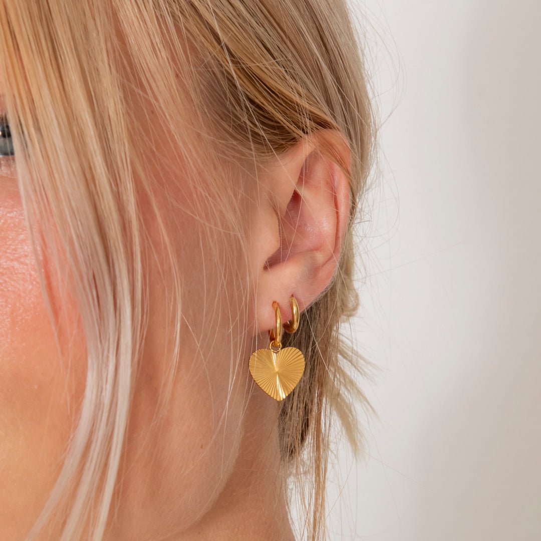 Sunbeam Heart Hoops 18K Guldbelagt - BY CARA