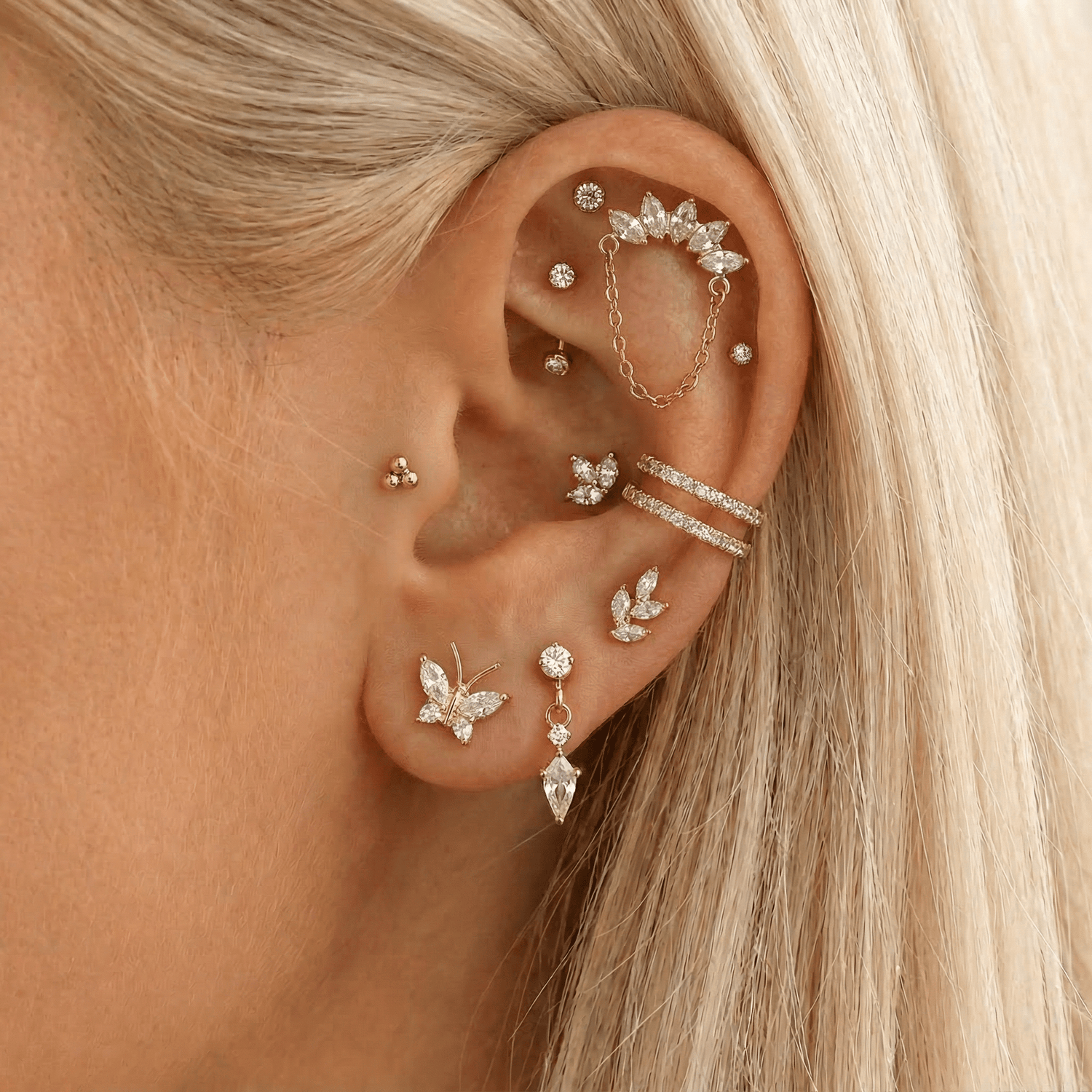 Sweet Butterfly Labret guldfarvet - BY CARA