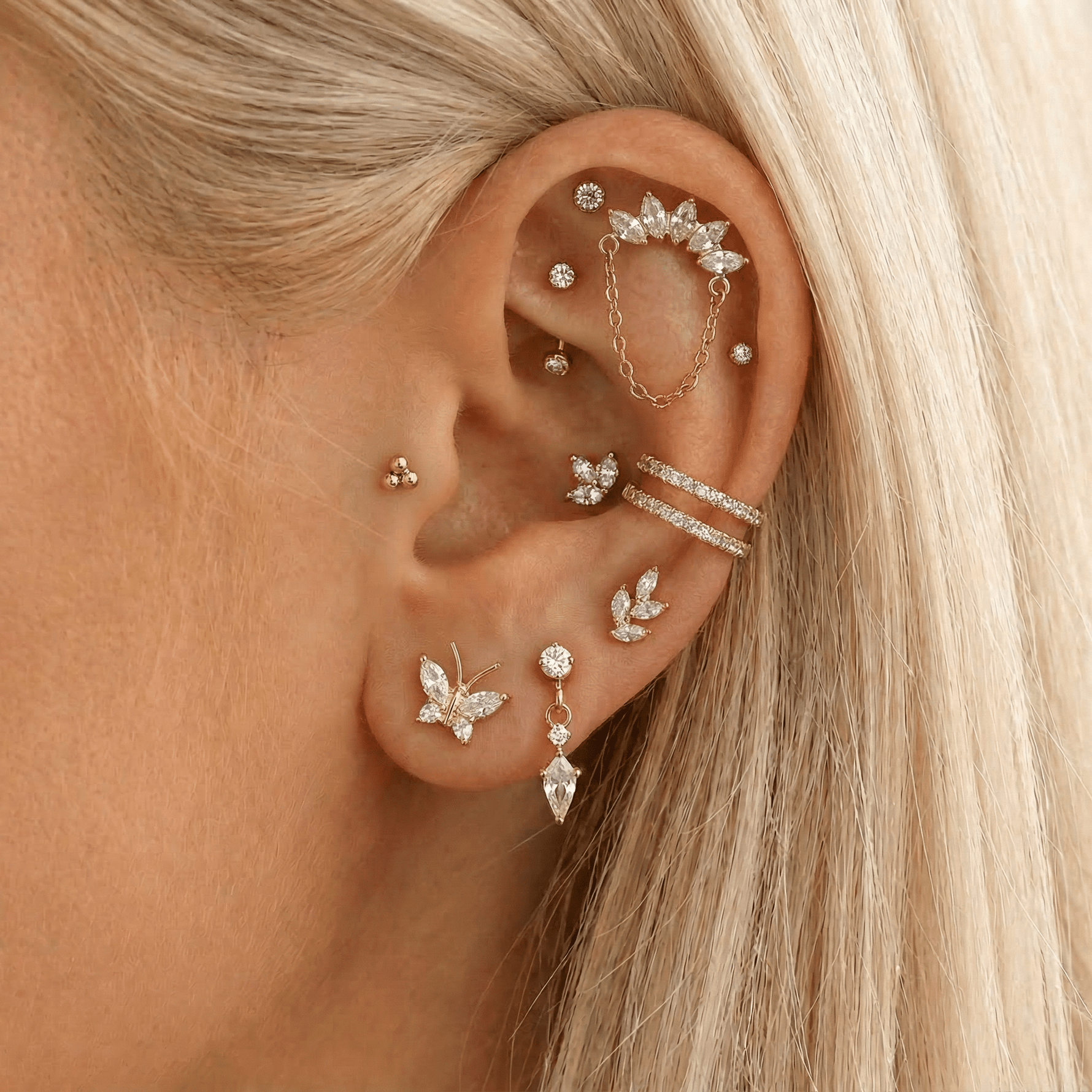 Sweet Butterfly Labret guldfarvet - BY CARA