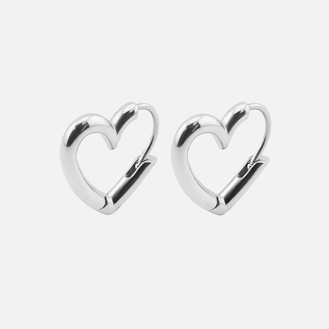 Sweet Heart Hoops Sølvfarvet - BY CARA