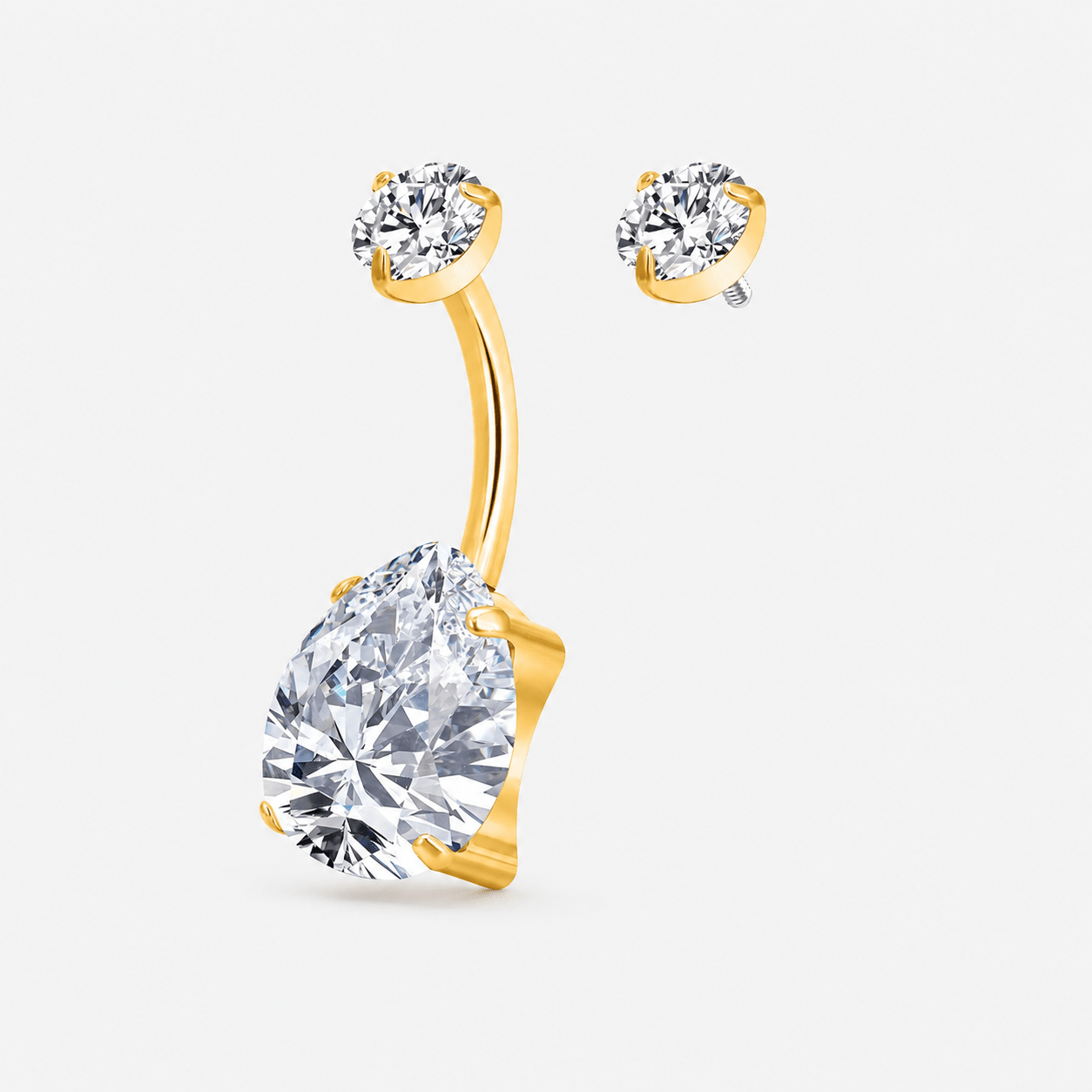 Teardrop CZ 5/10 mm Navlepiercing guldfarvet - BY CARA