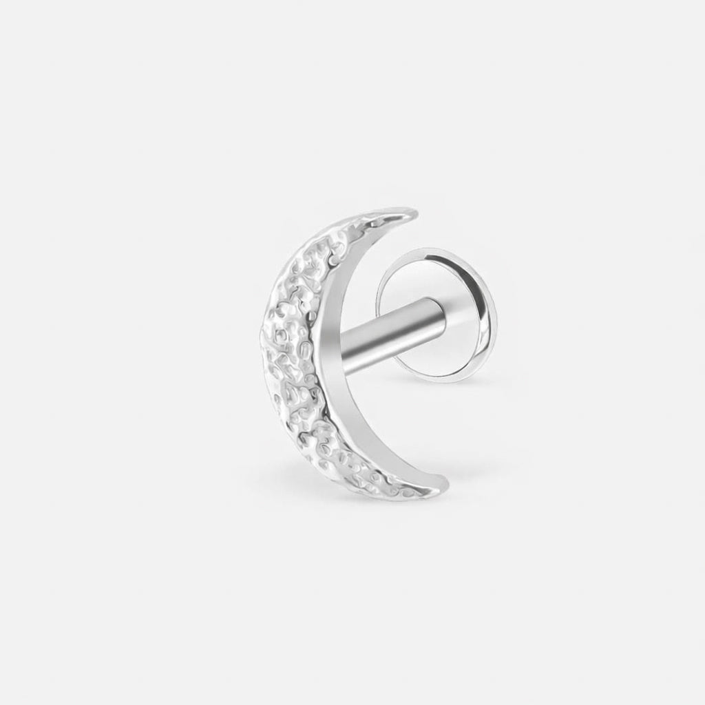 Textured Moon Labret sølvfarvet - BY CARA