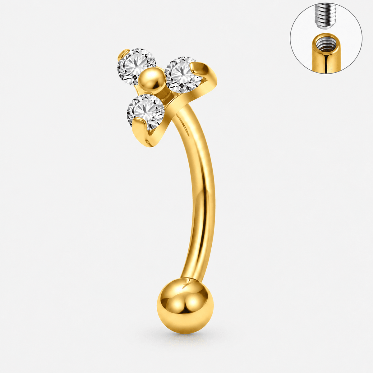 Trinity Curved Barbell stav guldfarvet 8 mm - BY CARA