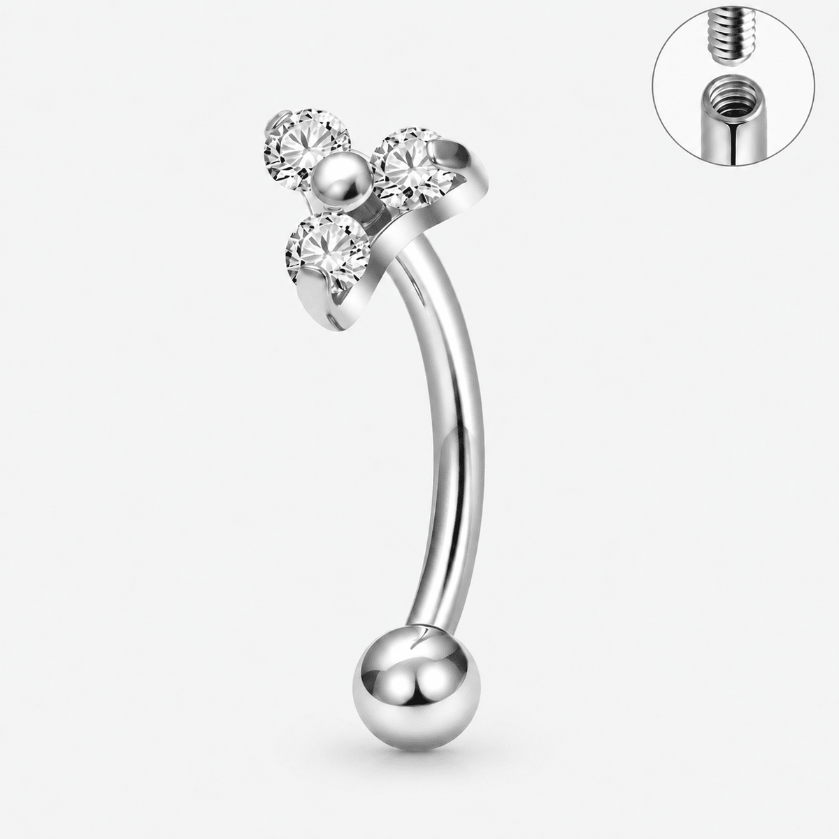 Trinity Curved Barbell stav sølvfarvet 8 mm - BY CARA