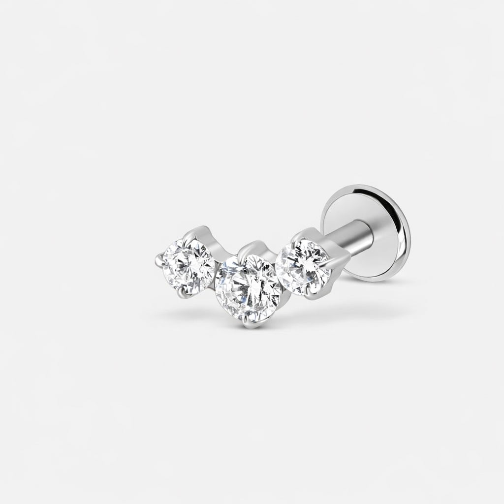 Trio Crystal Labret silverfärgad