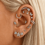 Trio Crystal Labret silverfärgad
