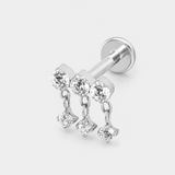 Triple Dangle Crystal Labret silverfärgad