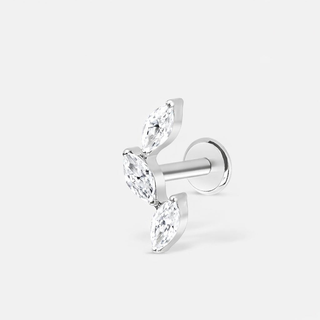 Triple Marquise Labret sølvfarvet - BY CARA