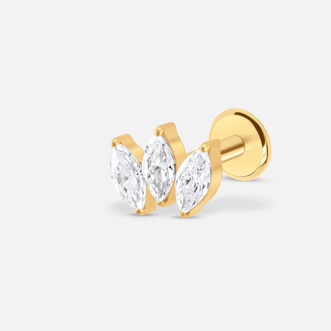 Triple Marquise Push - in Labret guldfarvet - BY CARA