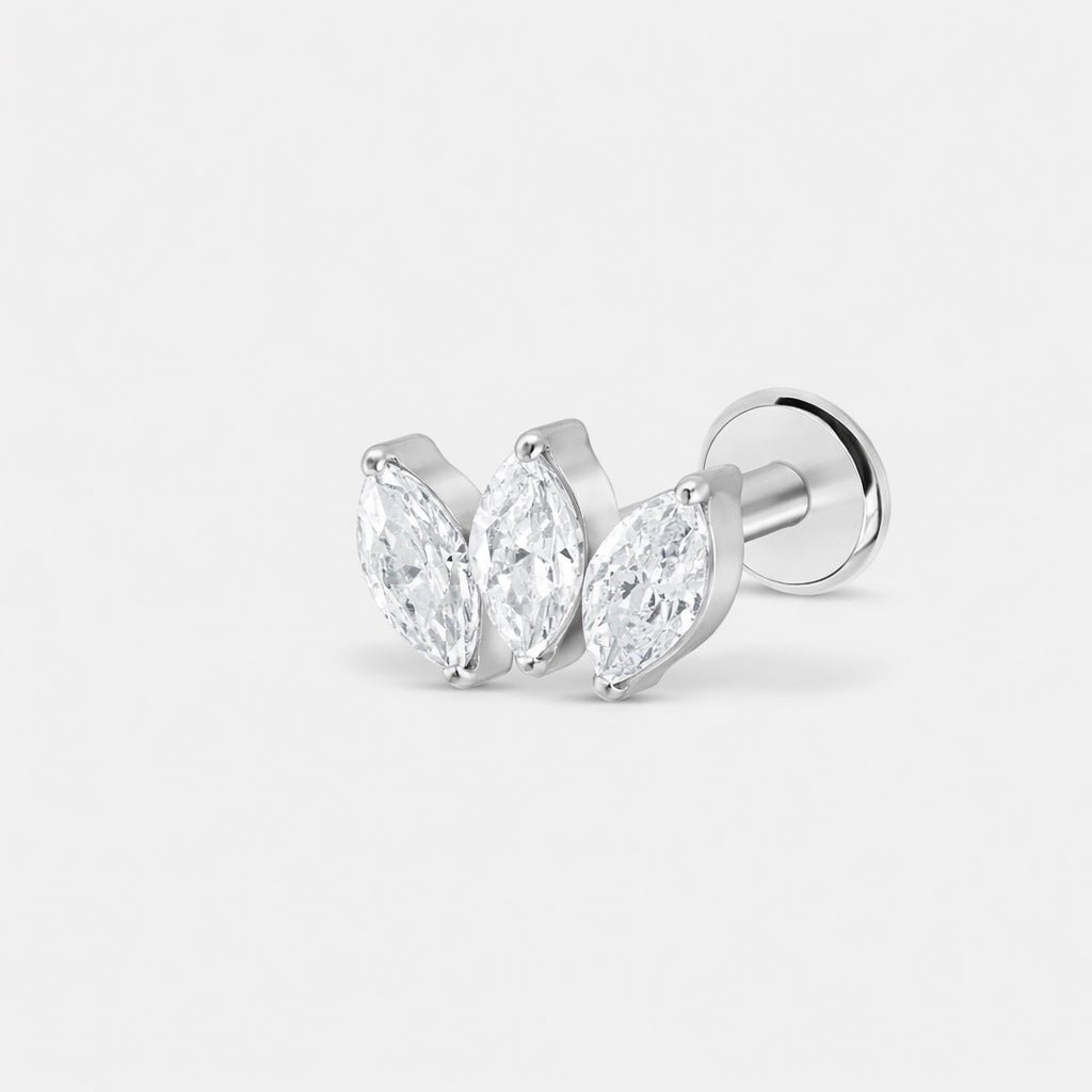 Triple Marquise Push - in Labret sølvfarvet - BY CARA