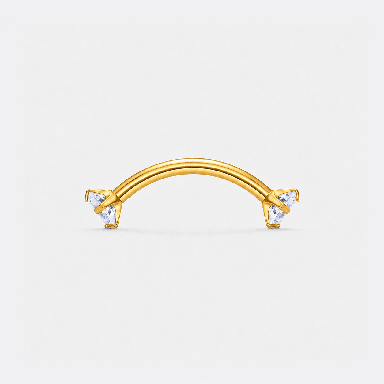 Twin Gem Curved Barbell stav guldfarvet 10 mm - BY CARA