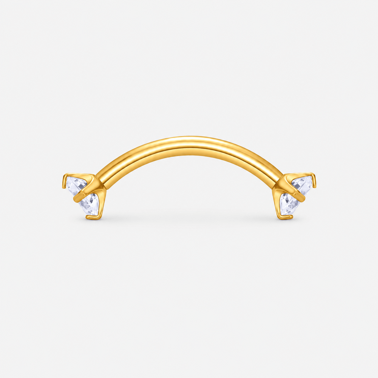 Twin Gem Curved Barbell stav guldfarvet 12 mm - BY CARA