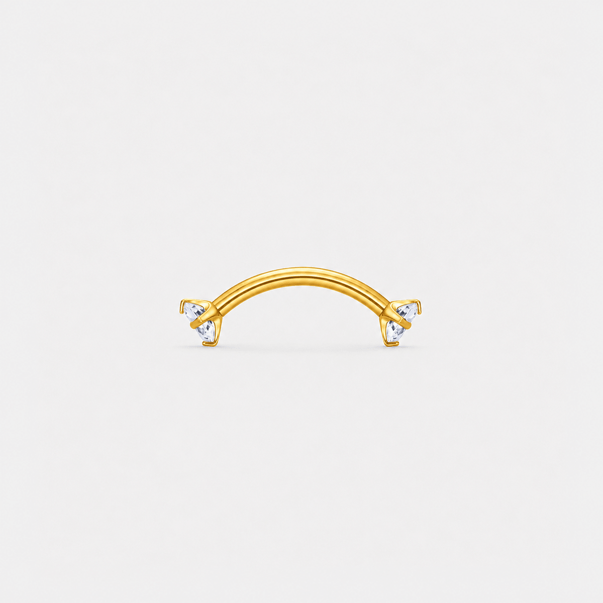 Twin Gem Curved Barbell stav guldfarvet 6 mm - BY CARA