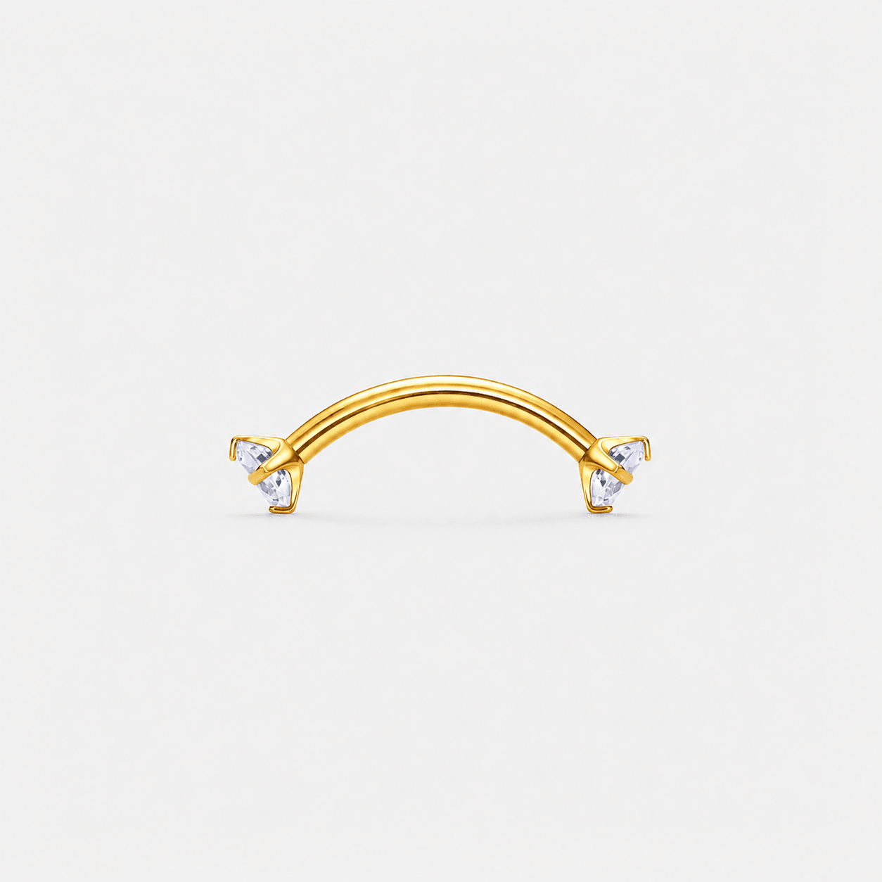 Twin Gem Curved Barbell stav guldfarvet 8 mm - BY CARA