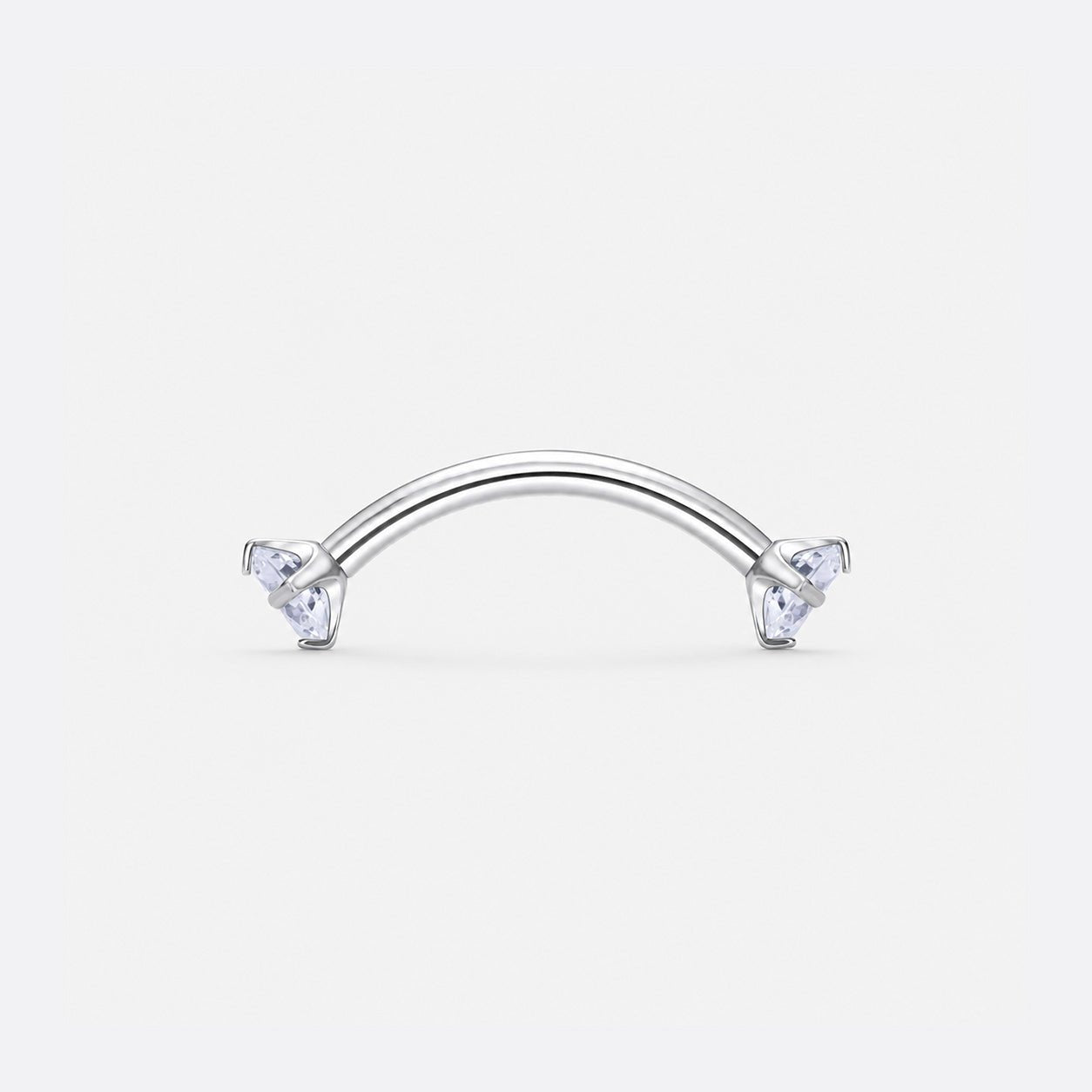 Twin Gem Curved Barbell stav sølvfarvet 10 mm - BY CARA