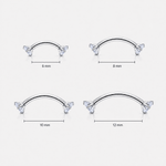 Twin Gem curved barbell zilverkleurig 12 mm