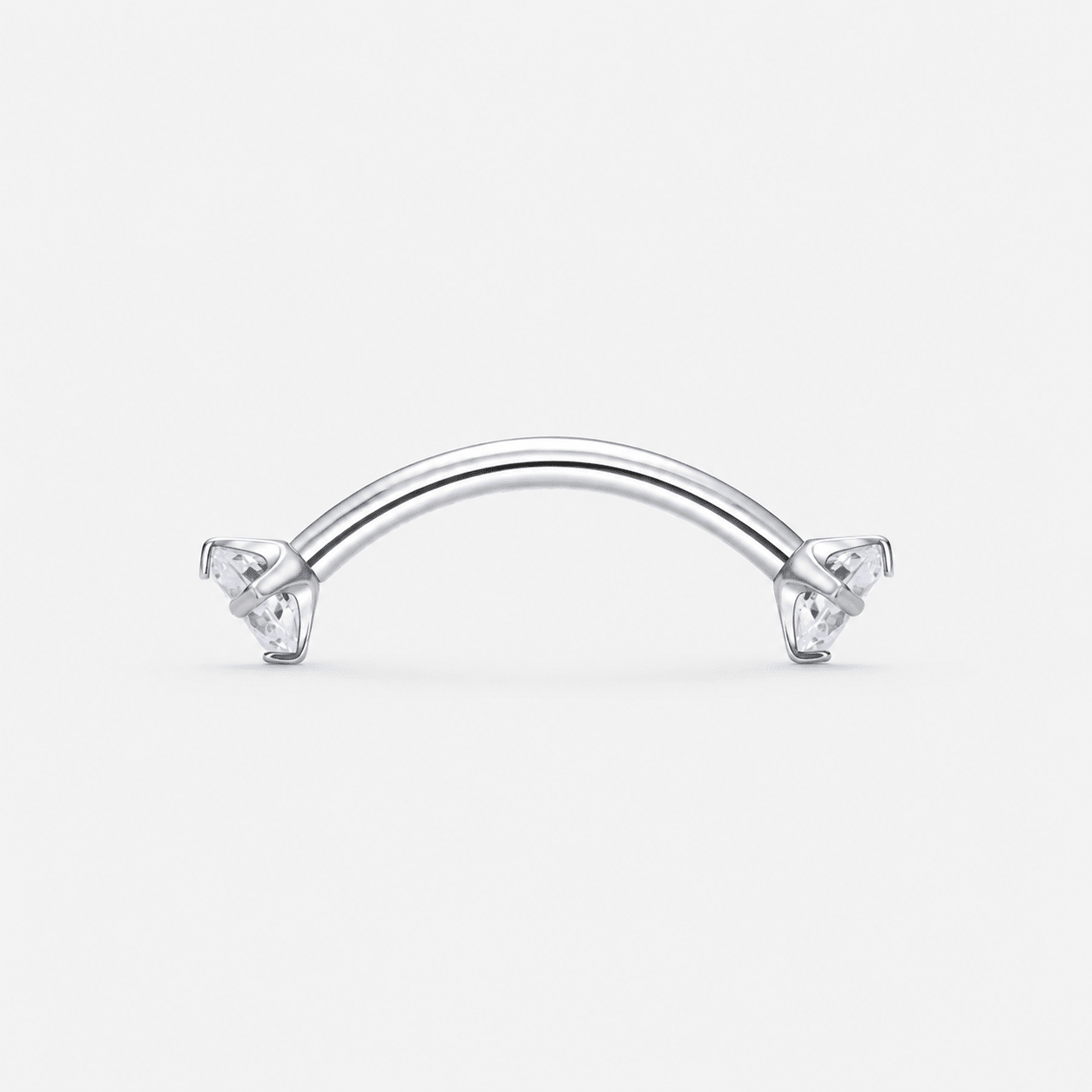 Twin Gem Curved Barbell stav sølvfarvet 12 mm - BY CARA