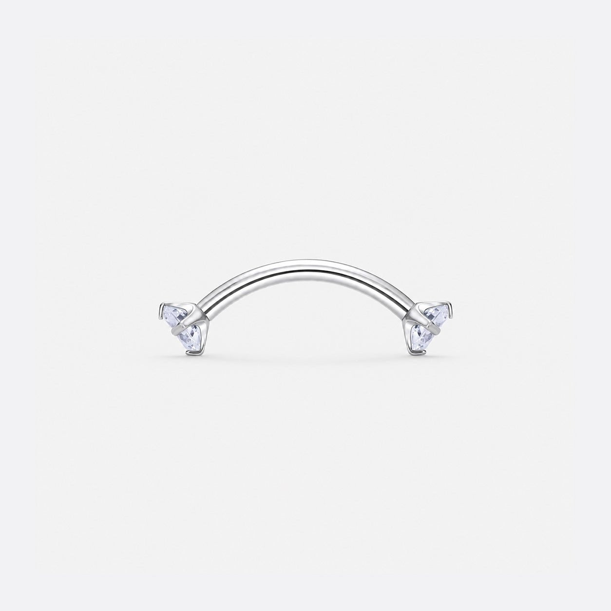 Twin Gem Curved Barbell stav sølvfarvet 8 mm - BY CARA