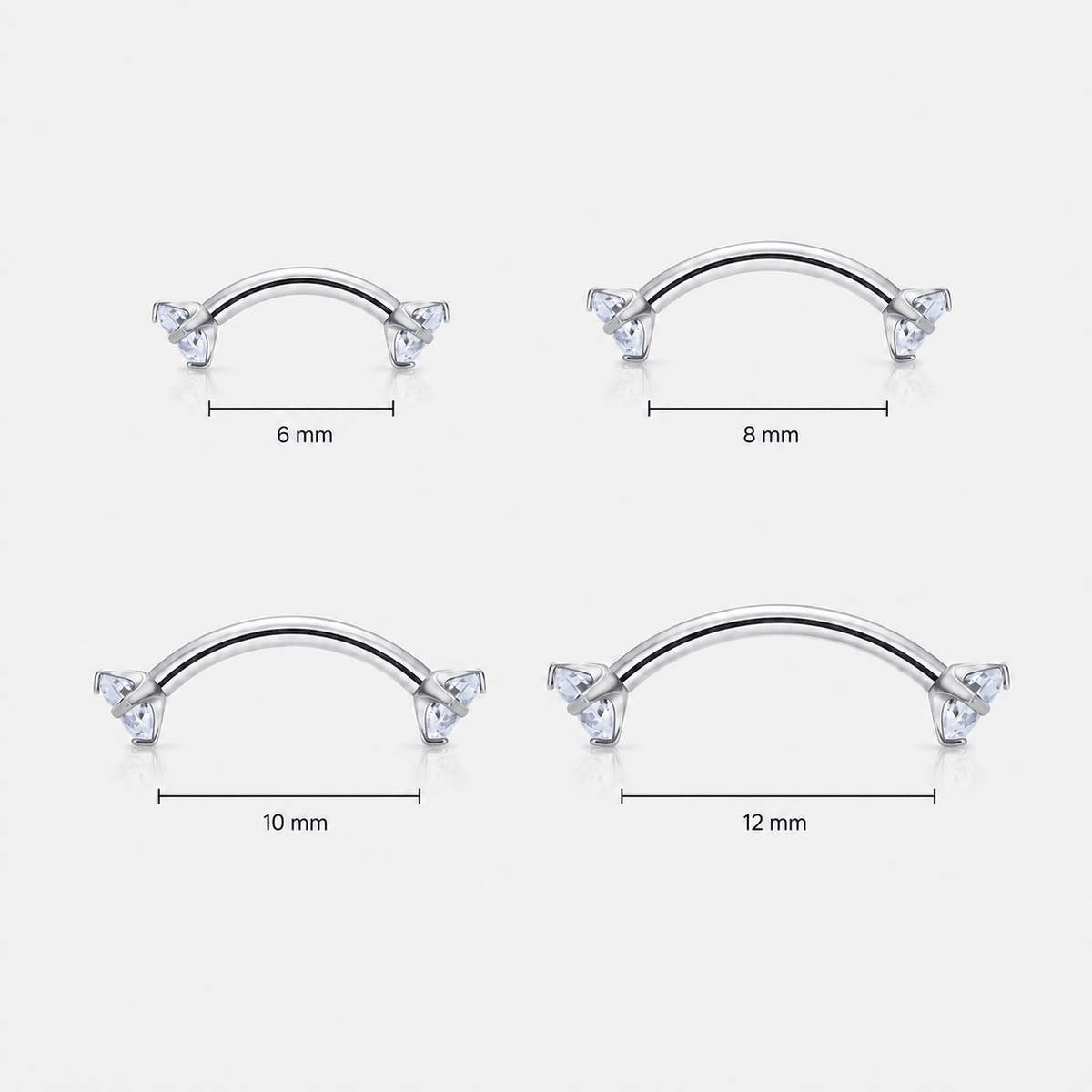 Twin Gem böjd barbell silverfärgad 8 mm
