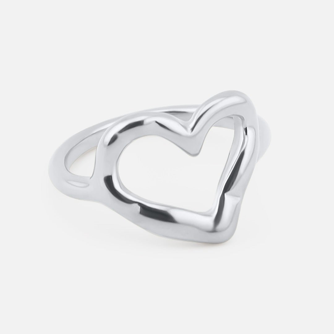 Twisted Heart Ring Sølvfarvet - BY CARA