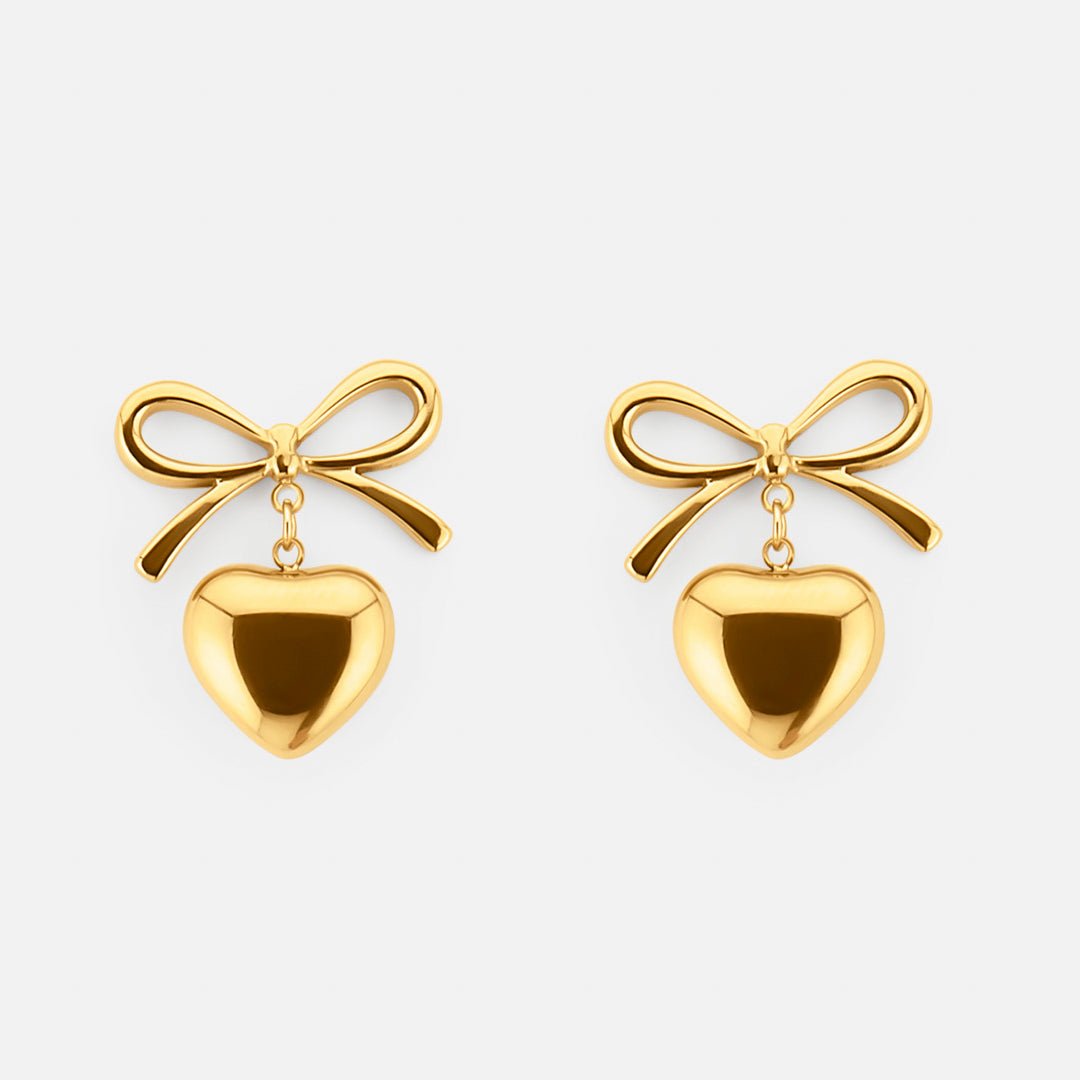 Valerie Bow Heart Studs 18K Guldbelagt - BY CARA