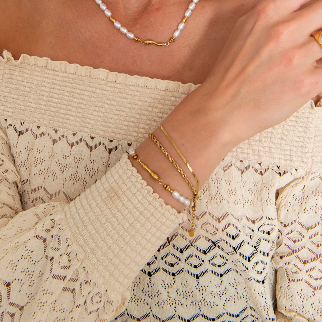 Wave Pearl Armbånd 18K Guldbelagt - BY CARA