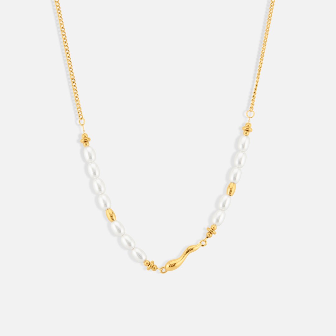 Wave Pearl Halskæde 18K Guldbelagt - BY CARA
