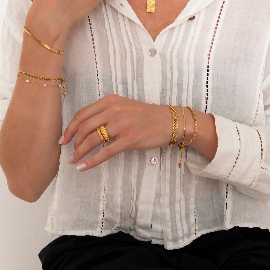 Wide Mesh Armbånd 18K Guldbelagt 6 mm - BY CARA