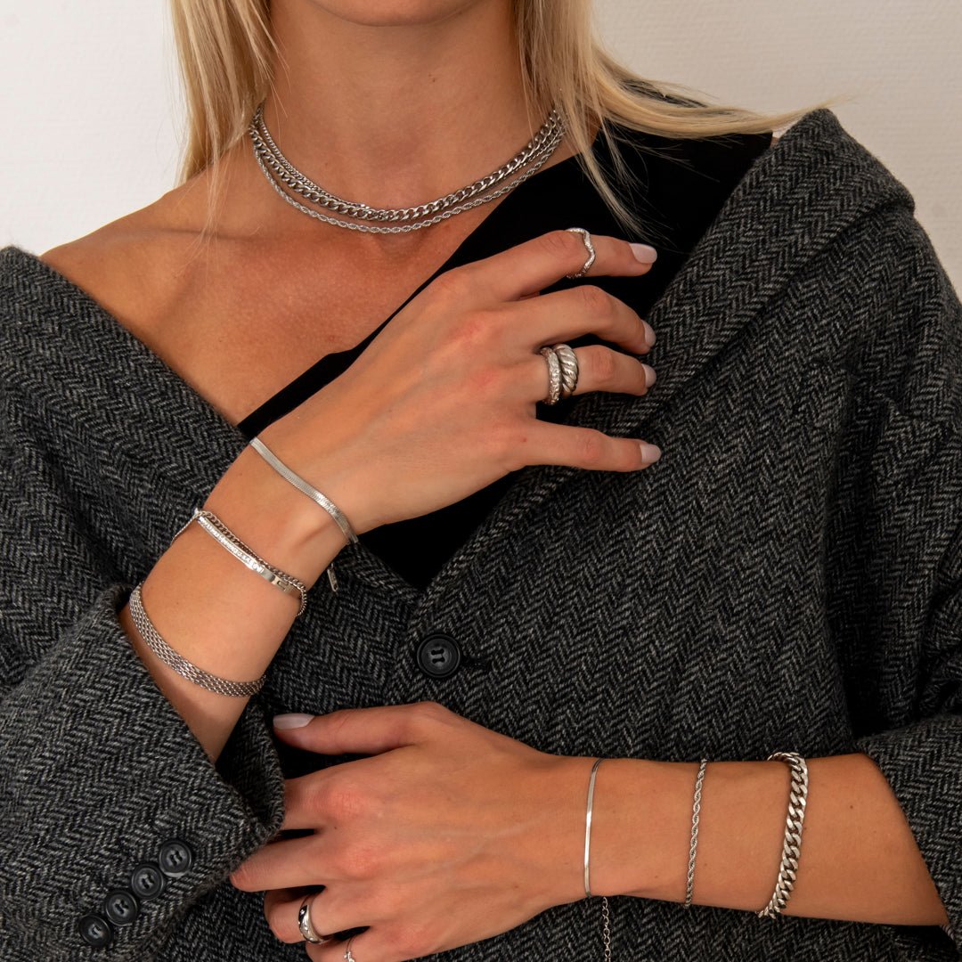 Wide Mesh Armbånd Sølvfarvet 6 mm - BY CARA
